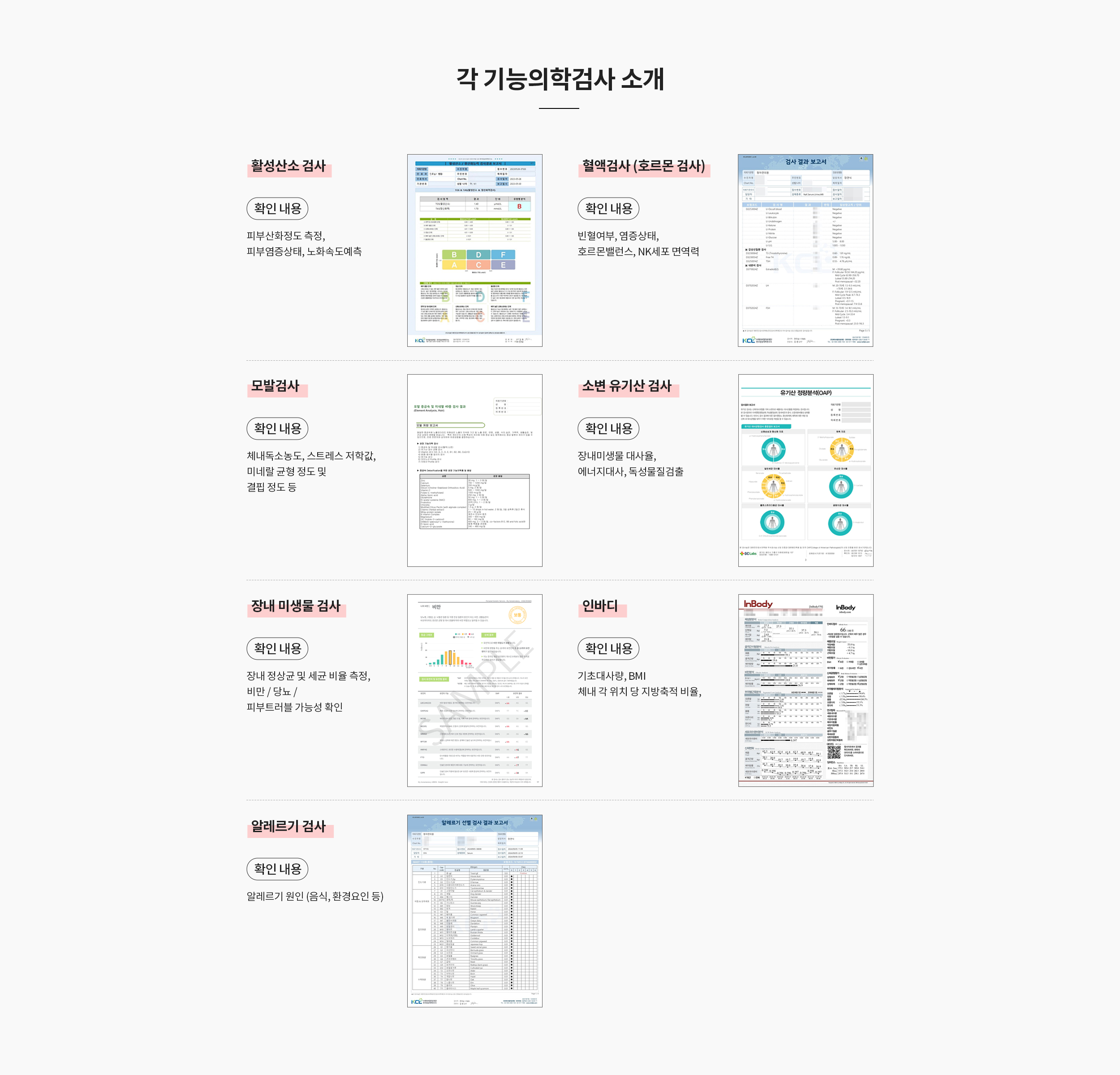 각 기능의학별 검사소개