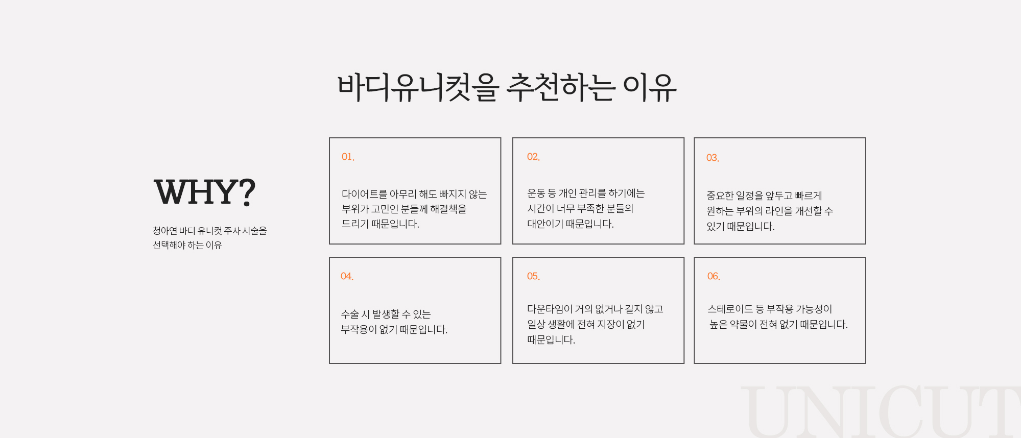 바디 유니컷을 추천하는 이유