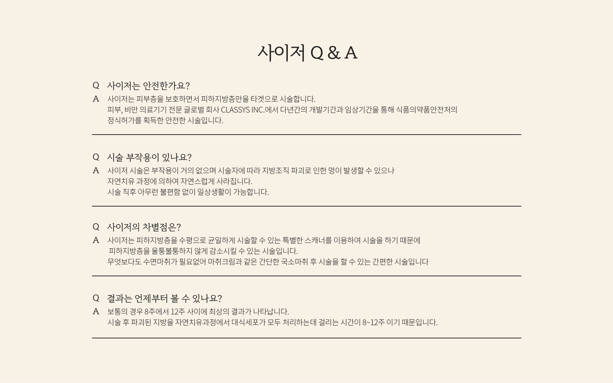 사이저 Q&A